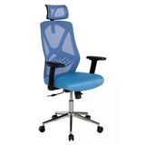 Ofisbazaar Dolphin Siyah Fileli Yönetici Koltuğu | Ergonomik Başlıklı Ofis Koltuğu Açık Mavi