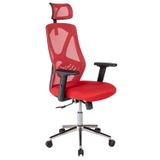 Ofisbazaar Dolphin Siyah Fileli Yönetici Koltuğu | Ergonomik Başlıklı Ofis Koltuğu Kırmızı