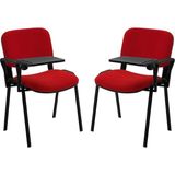 Ofisbazaar Form 2'li Yazı Tablalı Kolçaklı Sandalye – Toplantı, Eğitim ve Seminer Koltuğu (Kırmızı Kumaş) Kırmızı