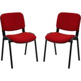 Ofisbazaar Form Kırmızı Misafir Sandalyesi 2'li Set | Metal Ayaklı Ergonomik Bekleme ve Toplantı Sandalyesi Kırmızı