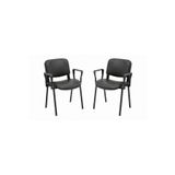 Ofisbazaar Form Siyah Deri Kolçaklı Misafir Sandalyesi 2'li Set | Metal Ayaklı Ergonomik Bekleme San