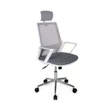 Ofisbazaar Lizz Beyaz Fileli Yönetici Koltuğu | Ergonomik Başlıklı Ofis Koltuğu Gri