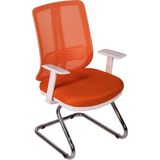 Ofisbazaar Up Beyaz Fileli Misafir Koltuğu | Ergonomik Toplantı ve Bekleme Koltuğu Turuncu