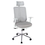 Ofisbazaar Up Beyaz Fileli Yönetici Koltuğu | Ergonomik Başlıklı Ofis Koltuğu Gri