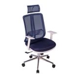 Ofisbazaar Up Beyaz Fileli Yönetici Koltuğu | Ergonomik Başlıklı Ofis Koltuğu Lacivert