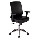 Ofisbazaar Up Deri Çalışma Koltuğu | Ergonomik Şef ve Toplantı Koltuğu Martin 01- Siyah Deri