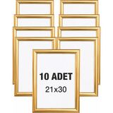 OfisDS 10 Adet 25 mm A4(21X29.7) Gönye Köşe Alüminyum Aç-Kapa Çerçeve – Poster Çerçevesi (Gold Renk) - Sarı