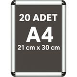 Ofisds 20 Adet A4 Alüminyum Çerçeve Rondo Köşe Aç Kapa Açılır Kapanır - 21x30 - Gri