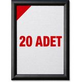 OfisDS 25 mm A4 20 Adet Gönye Köşe Siyah Renk Alüminyum Poster Çerçeve Aç-Kapa Çerçeve