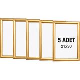 OfisDS 5 Adet 25 mm A4(21X29.7) Gönye Köşe Alüminyum Aç-Kapa Çerçeve – Poster Çerçevesi (Gold Renk)
