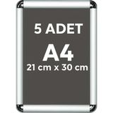 OfisDS 5 Adet A4 Alüminyum Çerçeve Rondo Köşe Aç Kapa Açılır Kapanır - 21X30