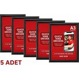 OfisDS 5 Adet - Alüminyum Açılır Kapanır Çerçeve Gönye Köşe - A3 - 30X42 cm - Siyah - 25MM