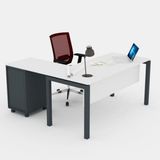 Ofisimi Basic 180 cm Yüksek Kesonlu Beyaz Çalışma Ofis Masa (Beyaz/antrasit)