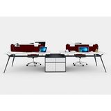 Ofisimi Deep 360 cm Dörtlü Wıde Etajerli Çalışma Ofis Masa Workstation (Lake Beyaz/antrasit)