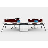 Ofisimi Deep 395 cm Dörtlü Wıde Etajerli Çalışma Ofis Masa Workstation (Lake Beyaz/antrasit)
