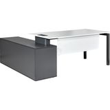 Ofisimi Galaxy Maxi 180 cm Sol Etajerli Beyaz Çalışma Ofis Masa (Beyaz/antrasit)