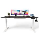 Ofisimi Uprise Comfort Çift Motorlu Yükseklik Ayarlı Masa (72–121 cm) - Beyaz (Beyaz Ayak/Siyah Tabla, 120x60 cm)