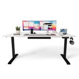 Ofisimi Uprise Comfort Çift Motorlu Yükseklik Ayarlı Masa (72–121 cm) (Siyah Ayak/Lake Beyaz Tabla, 120x60 cm)