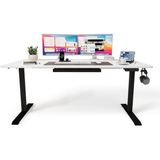 Ofisimi Uprise Comfort Çift Motorlu Yükseklik Ayarlı Masa (72–121 Cm) (Siyah Ayak/lake Beyaz Tabla, 140X70 Cm) - Beyaz - Siyah