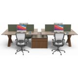 Ofisimi Wıno 180 cm Dörtlü Wıde Etajerli Personel Çalışma Ofis Masa (Karamel Galaxy/milas) - 395 cm