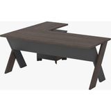 Ofisimi X Gen Kesonlu L Çalışma Masası 180 cm (Koyu Meşe-Rembrandt/antrasit)