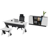 Ofisimi X Gen L Masa Çalışma Ofis Masa Takımı 180 Cm (Lake Beyaz/antrasit)