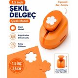 Ofisinn Şekilli Büyük Boy Delgeç/şekilgeç 3.8 cm Çiçek Turuncu