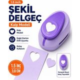 Ofisinn Şekilli Büyük Boy Delgeç/şekilgeç 3.8 cm Kalp Mor