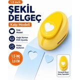 Ofisinn Şekilli Büyük Boy Delgeç/şekilgeç 3.8 cm Kalp Sarı