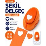 Ofisinn Şekilli Büyük Boy Delgeç/şekilgeç 3.8 cm Kalp Turuncu