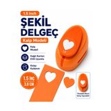 Ofisinn Şekilli Büyük Boy Delgeç/şekilgeç 3.8 cm Kalp Turuncu
