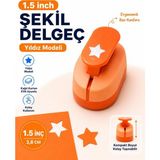 Ofisinn Şekilli Büyük Boy Delgeç/şekilgeç 3.8 cm Yıldız Turuncu