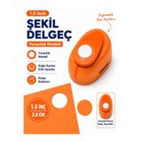 Ofisinn Şekilli Büyük Boy Delgeç/şekilgeç 3.8 cm Yuvarlak Turuncu