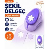 Ofisinn Şekilli Mega Boy Delgeç/şekilgeç 5 cm Çiçek Mor