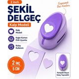 Ofisinn Şekilli Mega Boy Delgeç/şekilgeç 5 cm Kalp Mor
