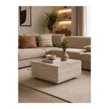 OFİSSEKİZ Block Traverten Orta Sehpa 75*75 cm | Modern Kare Salon Sehpası | Dekoratif Orta Masa