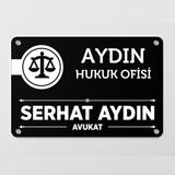 Ofistike Avukatlara Özel Siyah Kapı Tabelası Büro Ofis Mini Giriş Tabelası - Siyah - Beyaz