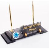 Ofistike Belediye Başkanlığı Logolu Başkana Özel Makam Masa Isimliği Logolu Kristal Ofis Masaüstü Isimlik