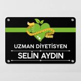 Ofistike Diyetisyene Özel Siyah Kapı Tabela Büro Ofis Mini Giriş Tabelası