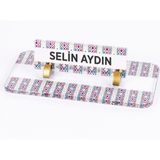 Ofistike Etnik Desenli Kristal Masa Isimliği Ofis Isimlik Ofis Kadınlara Hediye Masa Üstü Cam Büro Isimlik
