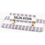 Ofistike Etnik Desenli Kristal Masa Isimliği Ofis Isimlik Ofis Kadınlara Hediye Masa Üstü Cam - Genel - 0