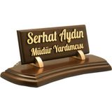 Ofistike Kabartma Ahşap Masa İsimliği - Riola