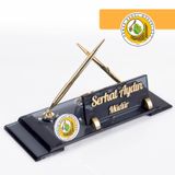 Ofistike Kurumlara Özel Logo Baskılı Masa Isimliği Elit Kristal Ofis Masaüstü Isimlik