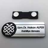 Ofistike Logo Baskılı Mesleklere Özel Tasarımlı Kişiye Özel Yaka Isimliği - 0GH-Gri