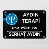 Ofistike Psikologlara Özel Siyah Kapı Tabela Büro Ofis Mini Giriş Tabelası