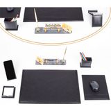 Ofistike Santa Lüks Deri Sümen Takımı 6 Parça Siyah Renk 50x35 cm İsimlikli Ofis Hediyesi