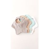 O&G Collection 4'lü Yıldız Grili %100 Pamuklu Organik 8 Katlı Müslin Bebek Salya Önlüğü / Mama Önlüğü /Nikel Free