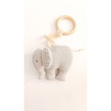 O&G Collection Küçük Fil %100 Pamuklu Müslin Oyuncaklı /Doğal Ahşap Diş Kaşıyıcı/Oyuncak - Gri