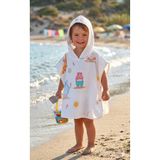 O&G Collection Summer %100 Pamuklu Çift Katlı Organik Bebek Müslin Panço / Havlu / Bornoz / Deniz ( 1-2 Yaş )