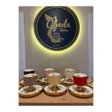 Ogeda Home 6 Kişilik Gold Ayaklı Renkli Çiçekli Fincan Takımı - Gold Ayaklı Renkli Fincan Takımı 100 cc